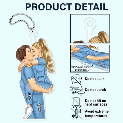 Couple Kissing Occupation - Gift For Couples, Nurse - Personalized Acrylic Car Hanger