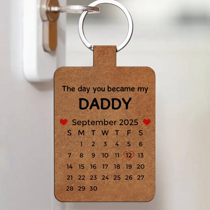The Day You Became My Dad Sketch Line Art Father's Day Gift For Him - Personalized Keychain