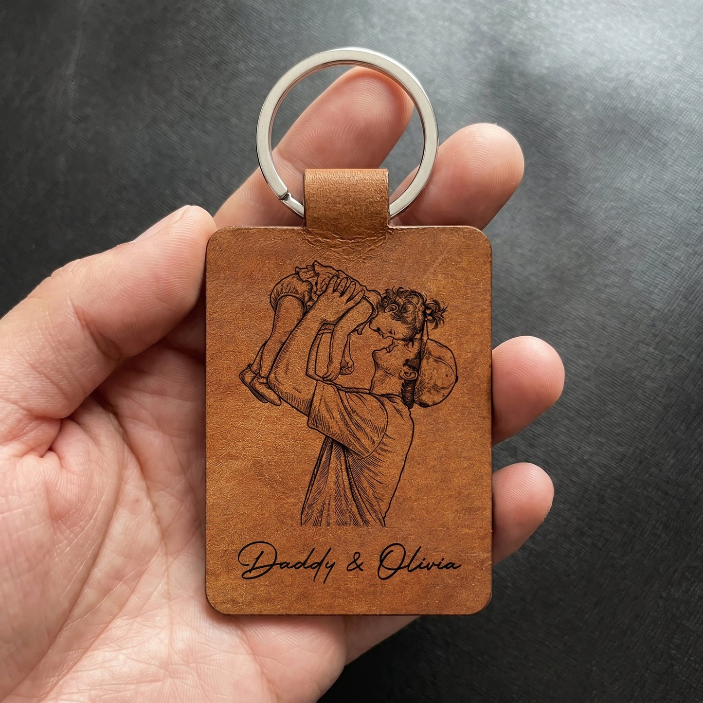 The Day You Became My Dad Sketch Line Art Father's Day Gift For Him - Personalized Keychain