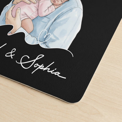 The Moment You Became Dad Watercolor Art Father's Day Gift For Husband - Personalized Desk Mat