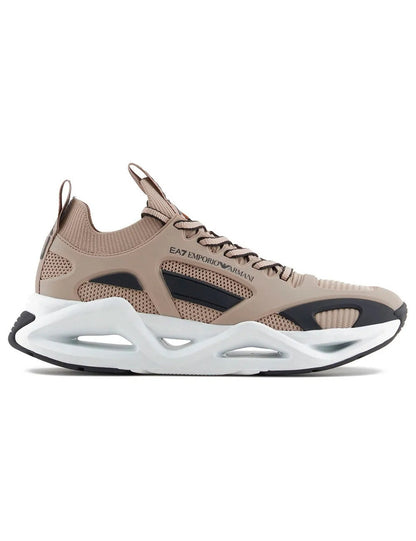 Men's Ea7 Emporio Armani Sneakers With Mesh Panels Beige Sneakers