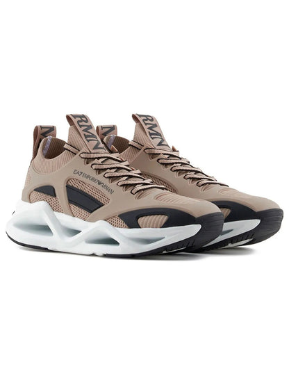 Men's Ea7 Emporio Armani Sneakers With Mesh Panels Beige Sneakers