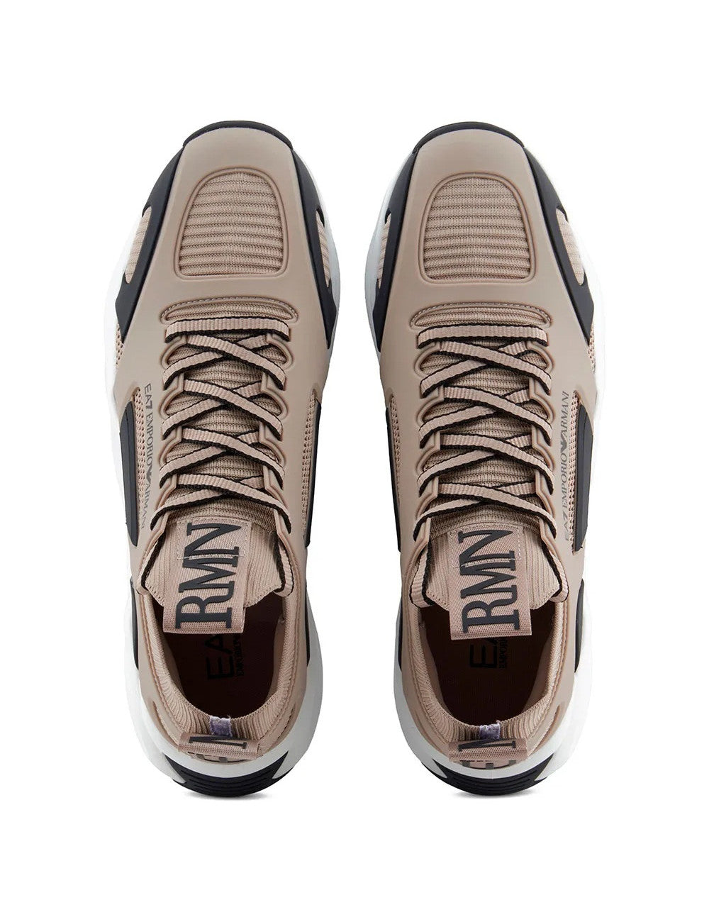 Men's Ea7 Emporio Armani Sneakers With Mesh Panels Beige Sneakers