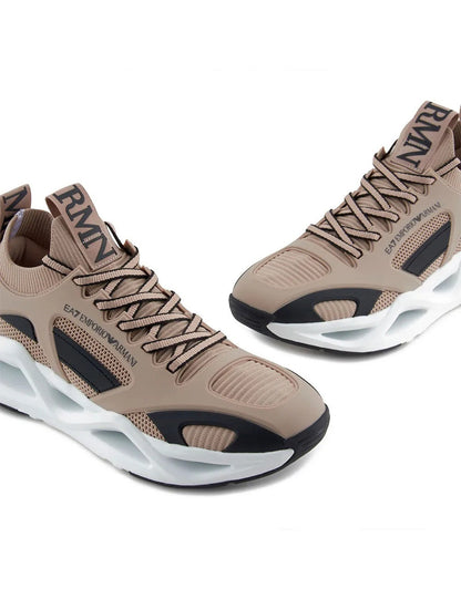 Men's Ea7 Emporio Armani Sneakers With Mesh Panels Beige Sneakers