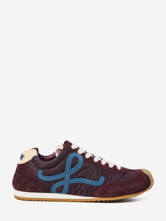 Men' Loewe Ballet Runner 2.0 In Nylon And Calfskin Burgundy Sneaker