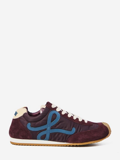 Men' Loewe Ballet Runner 2.0 In Nylon And Calfskin Burgundy Sneaker