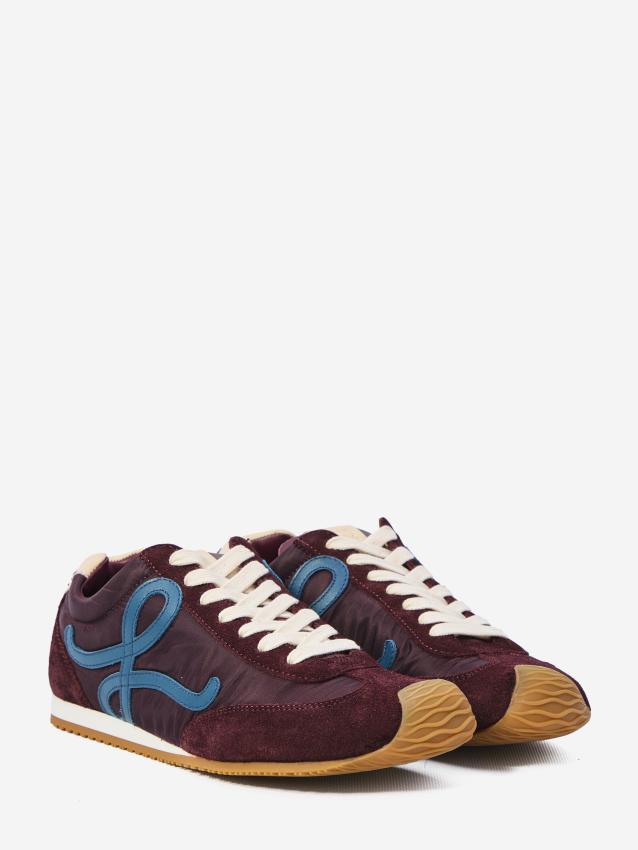 Men' Loewe Ballet Runner 2.0 In Nylon And Calfskin Burgundy Sneaker