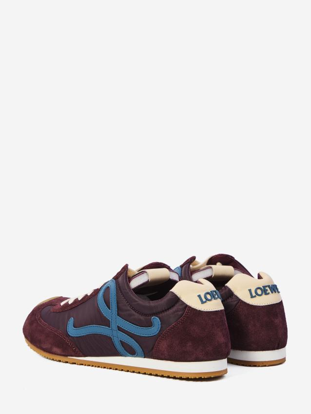 Men' Loewe Ballet Runner 2.0 In Nylon And Calfskin Burgundy Sneaker