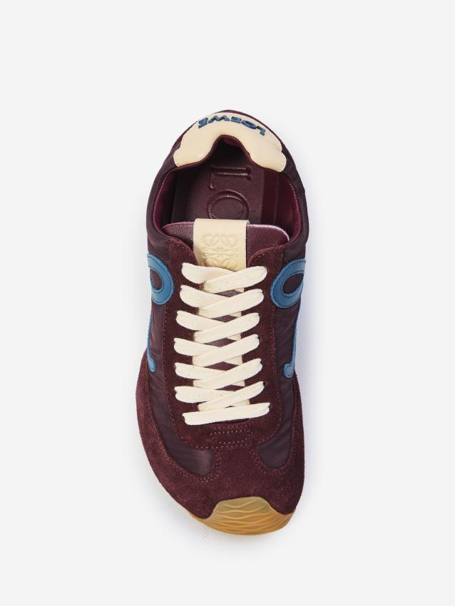 Men' Loewe Ballet Runner 2.0 In Nylon And Calfskin Burgundy Sneaker