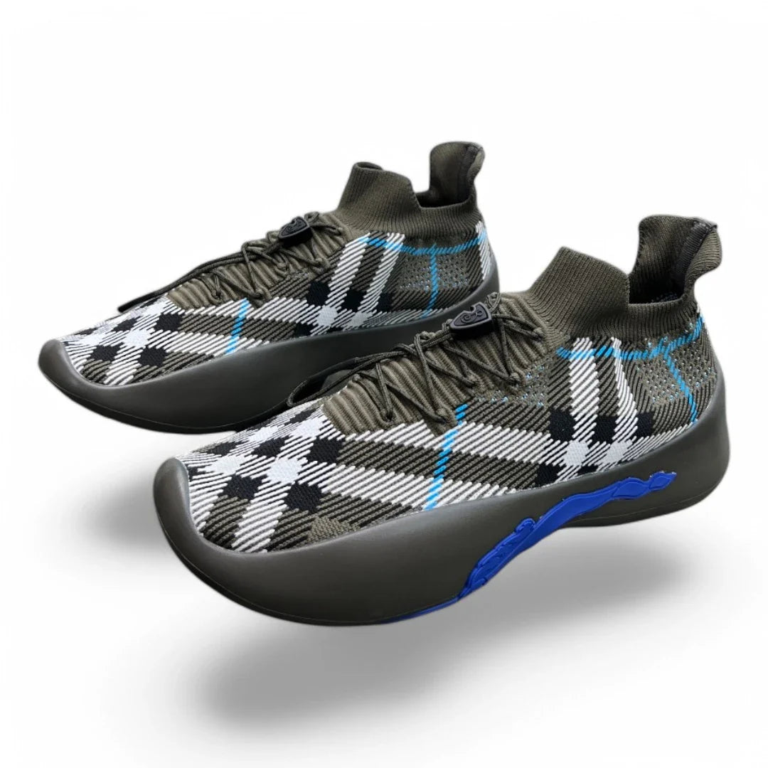 Men’s Burberry burbery Neptune Check Knit Khaki And Blue Sneaker