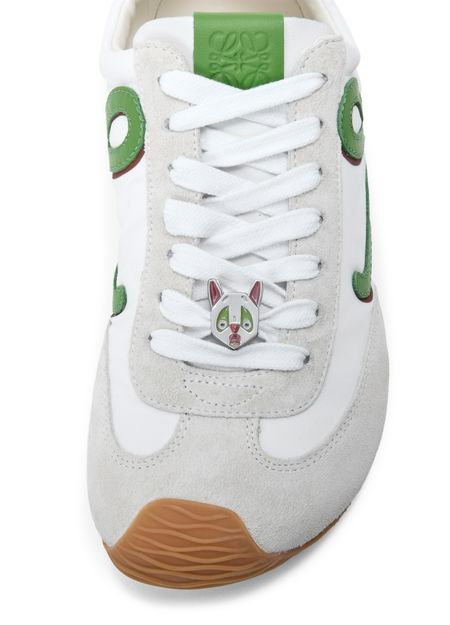 Men's Loewe Ballet Runner 2.0 In Nylon And Calfskin Green Sneaker
