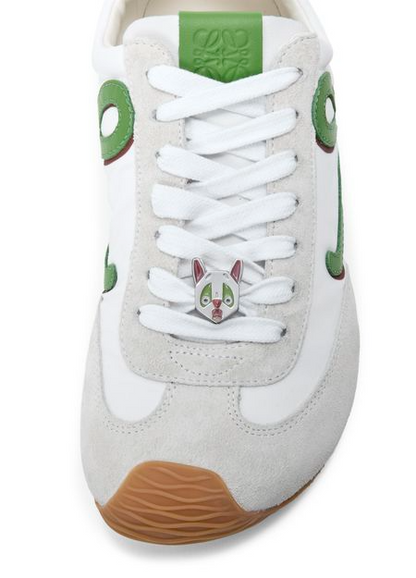 Men's Loewe Ballet Runner 2.0 In Nylon And Calfskin Green Sneaker