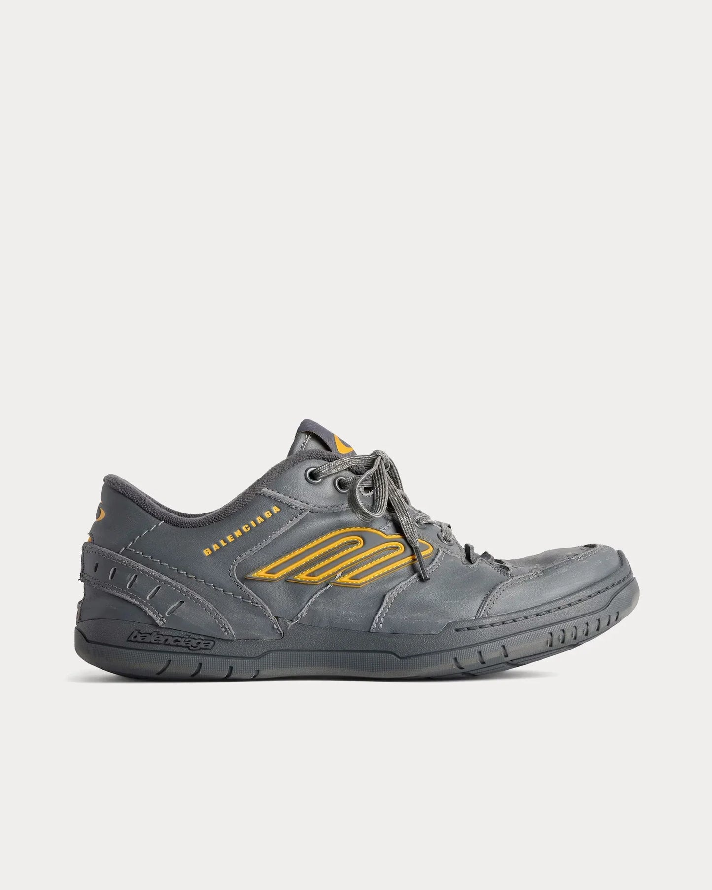 Men' Balenciaga Hamptons Worn-out Trainers Grey Yellow Low Sneaker