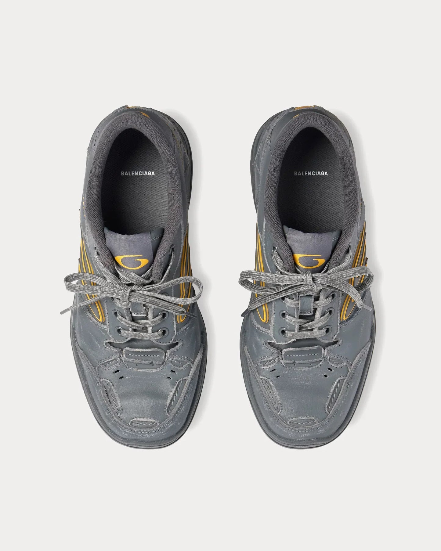 Men' Balenciaga Hamptons Worn-out Trainers Grey Yellow Low Sneaker