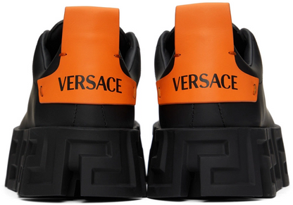 Men's Versace Greca Black Neon Orange Sneakers