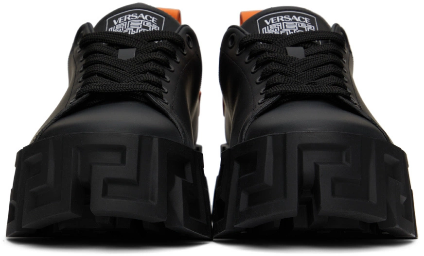 Men's Versace Greca Black Neon Orange Sneakers
