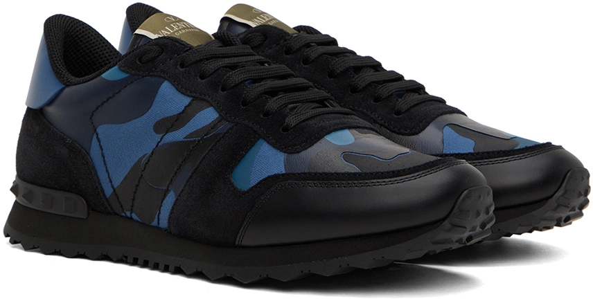 Men's Valentino Camo Rock Runners Blue Sneakers