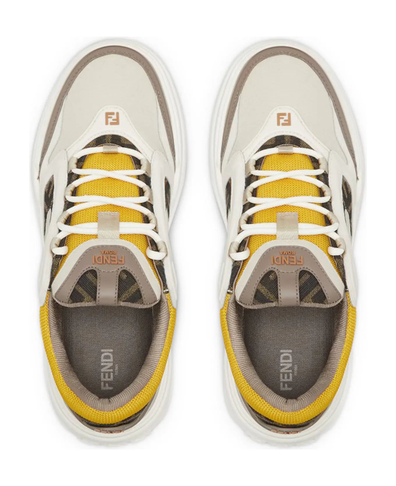 Men's FENDI Sneaker Fendi Force White Brown Yellow Sneakers