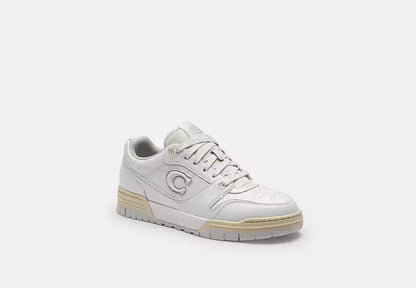 Men's COACH SoHo Leather Lace-Up Casual Optic White Sneakers