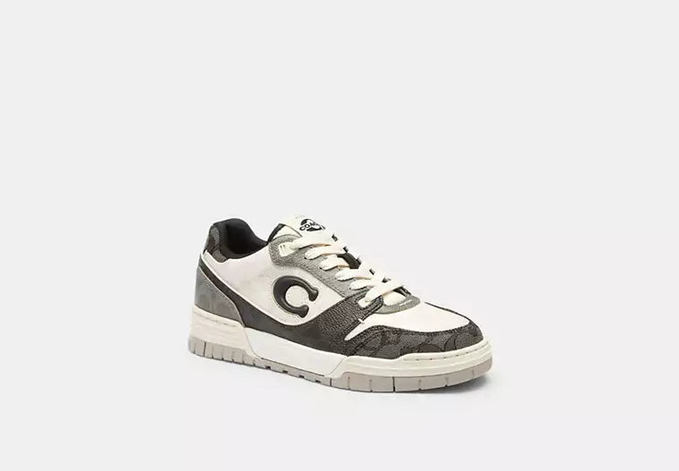 Men's COACH SoHo Leather Lace-Up Casual Black Sneakers