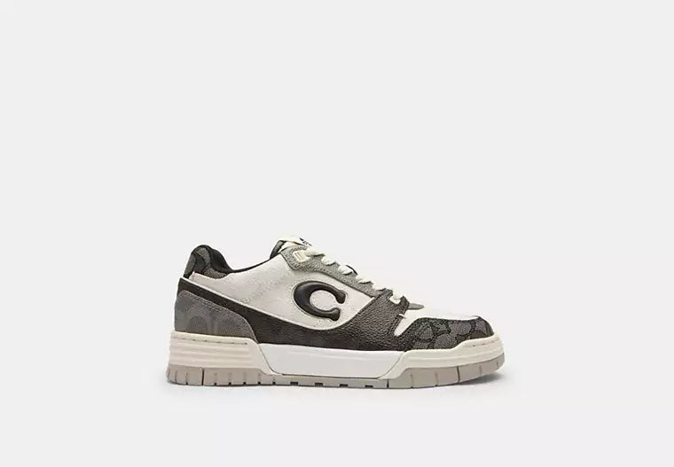 Men's COACH SoHo Leather Lace-Up Casual Black Sneakers