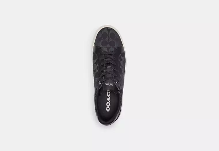 Men's Coach Clip Low-Top Skateboard Black Denim Sneakers