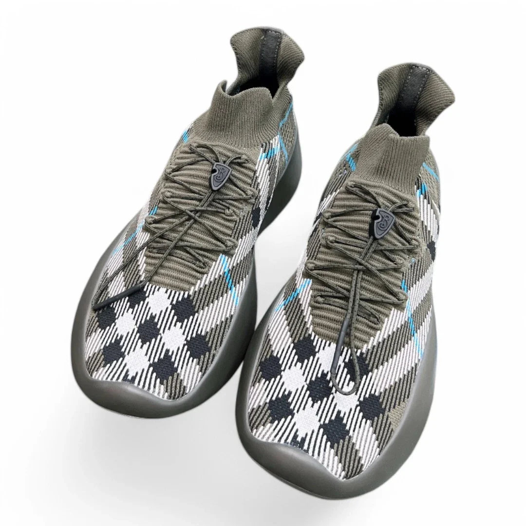 Men’s Burberry burbery Neptune Check Knit Khaki And Blue Sneaker