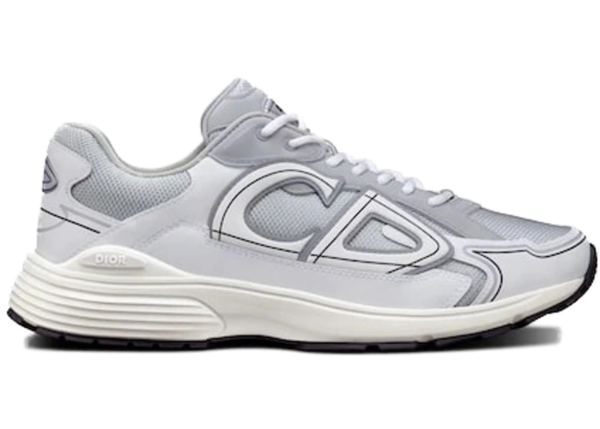 Men's Dior x Stone Island B30 Gray Mesh and White Sneakers