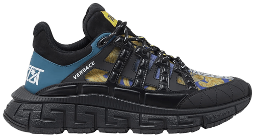 Men's Versace Men's Trigreca Lace Up Barocco Print Medusa Renaissance Print Blue Sneakers