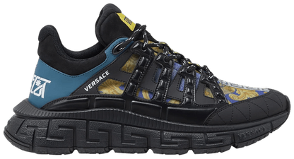 Men's Versace Men's Trigreca Lace Up Barocco Print Medusa Renaissance Print Blue Sneakers