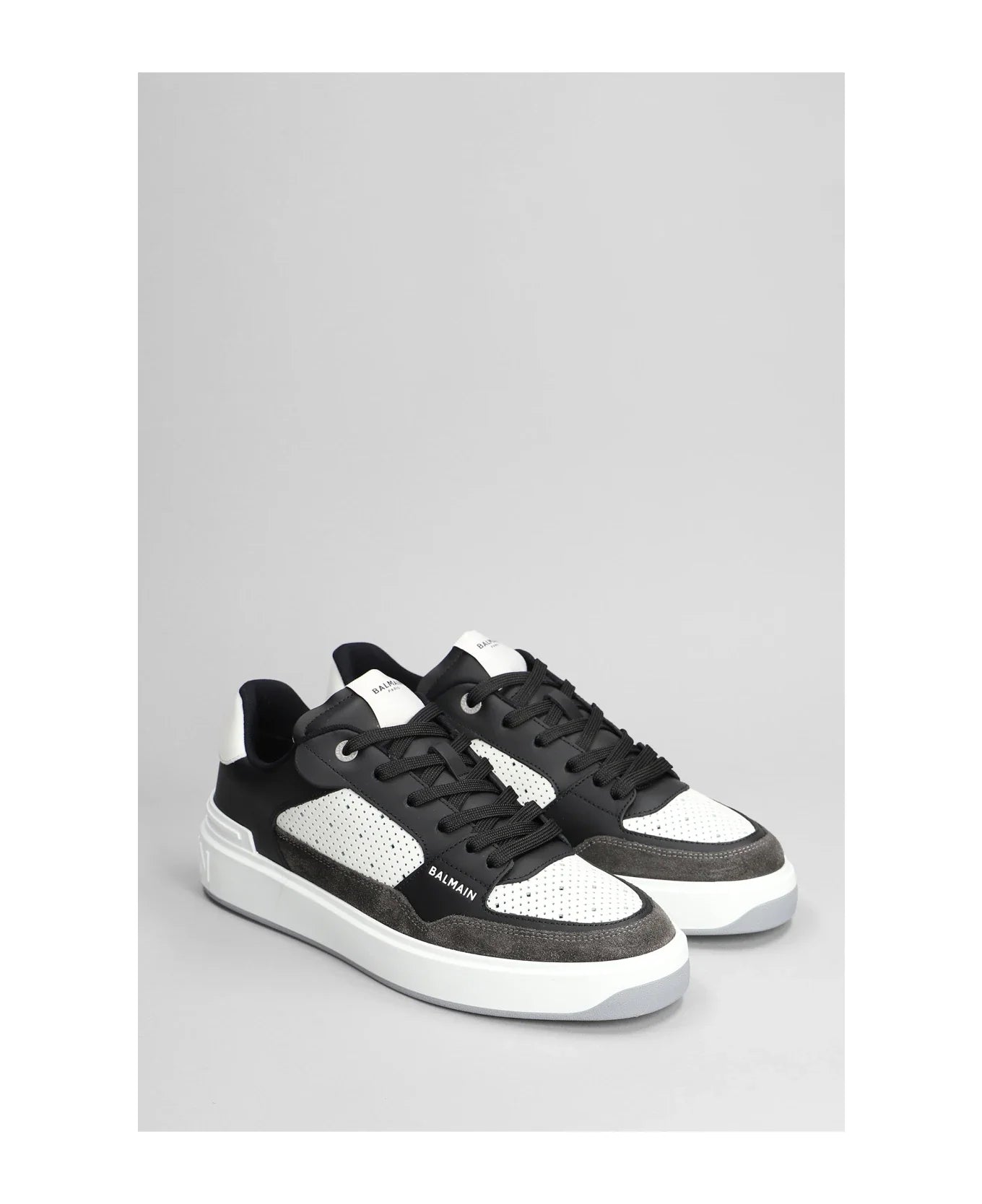 Men's Balmain B Court Sneakers In Black Leather Sneaker