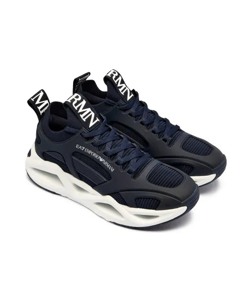 Men's Ea7 Emporio Armani Sneakers With Mesh Panels Black Sneakers