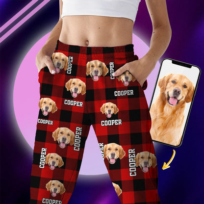 Custom Dog Cat Face Photo And Name Flannel Pajamas