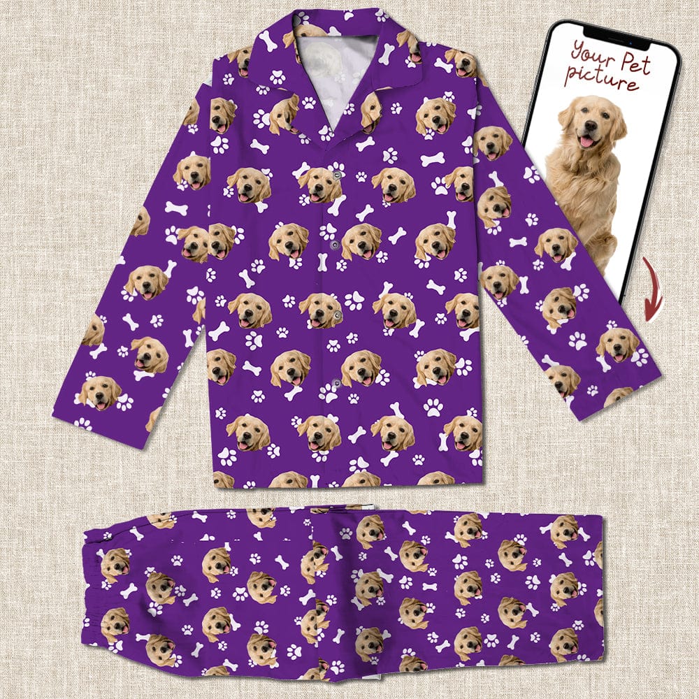 Custom Dog Face Photo With Colorful Background Pajamas