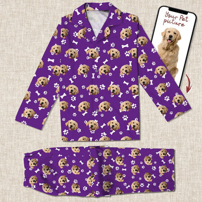Custom Dog Face Photo With Colorful Background Pajamas