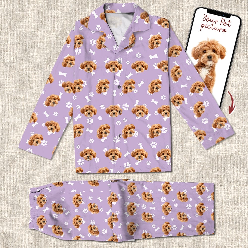 Custom Dog Face Photo With Colorful Background Pajamas