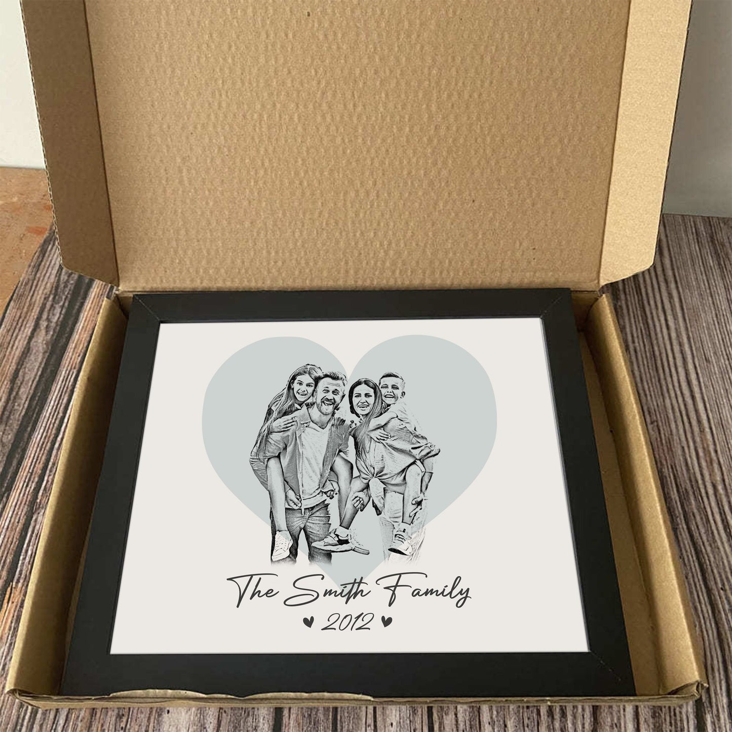 Custom Family & Couple Line Art Portrait From Photo Picture Frame Gift for Loved Ones