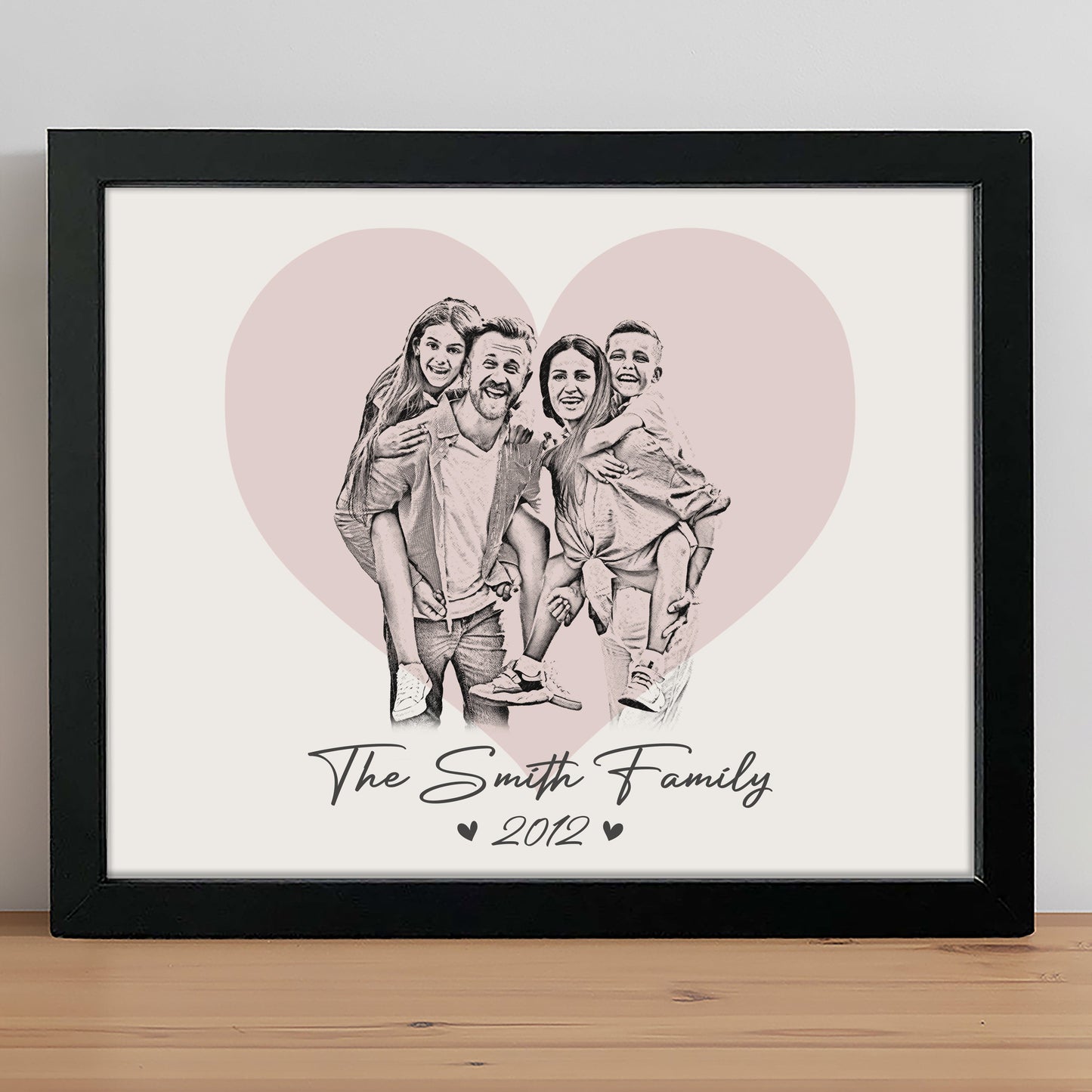 Custom Family & Couple Line Art Portrait From Photo Picture Frame Gift for Loved Ones