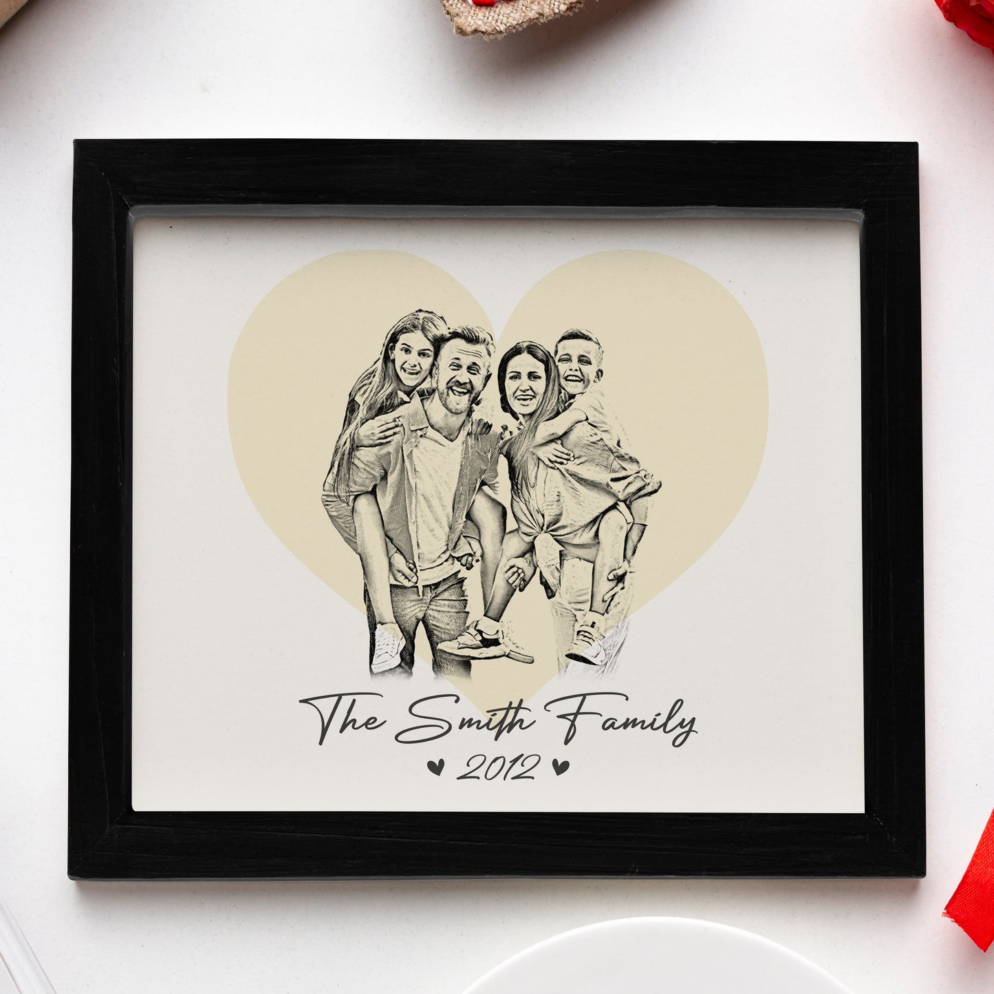 Custom Family & Couple Line Art Portrait From Photo Picture Frame Gift for Loved Ones