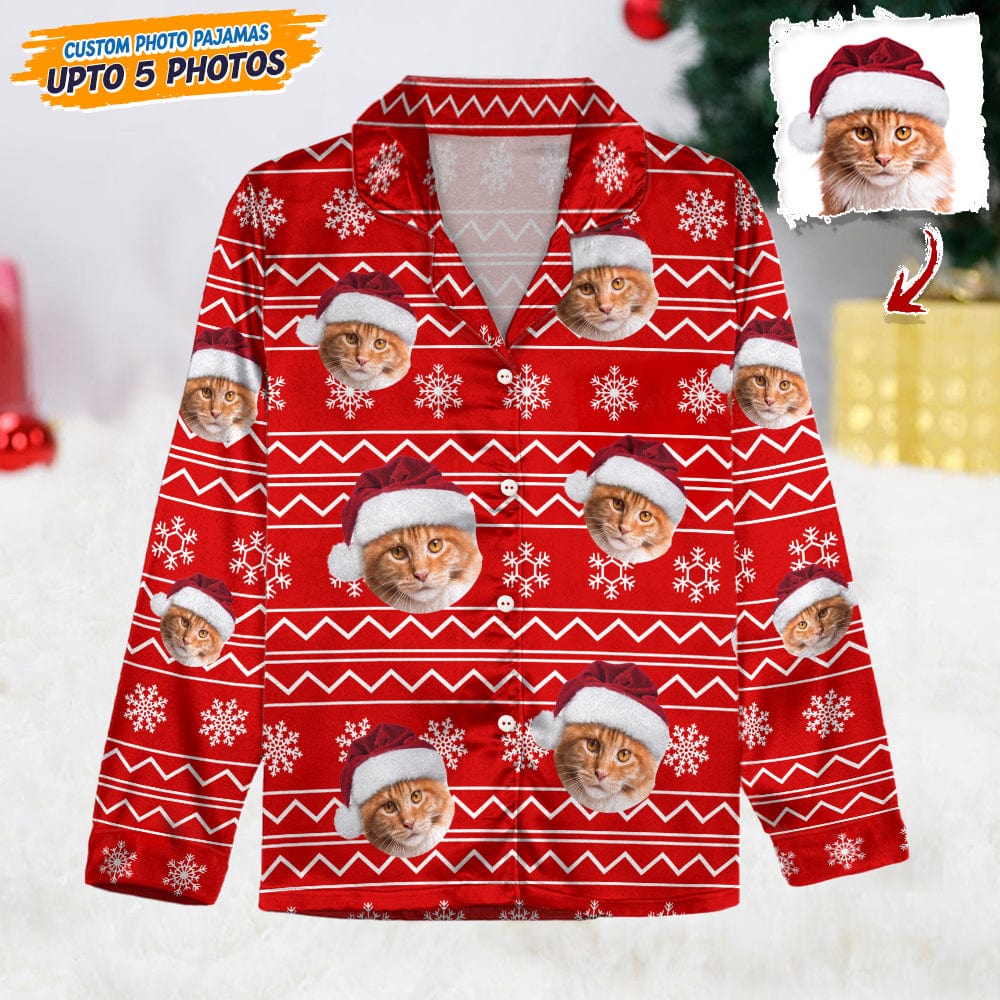 Custom Photo Christmas Cat Pajamas