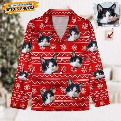 Custom Photo Christmas Cat Pajamas