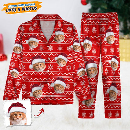 Custom Photo Christmas Cat Pajamas