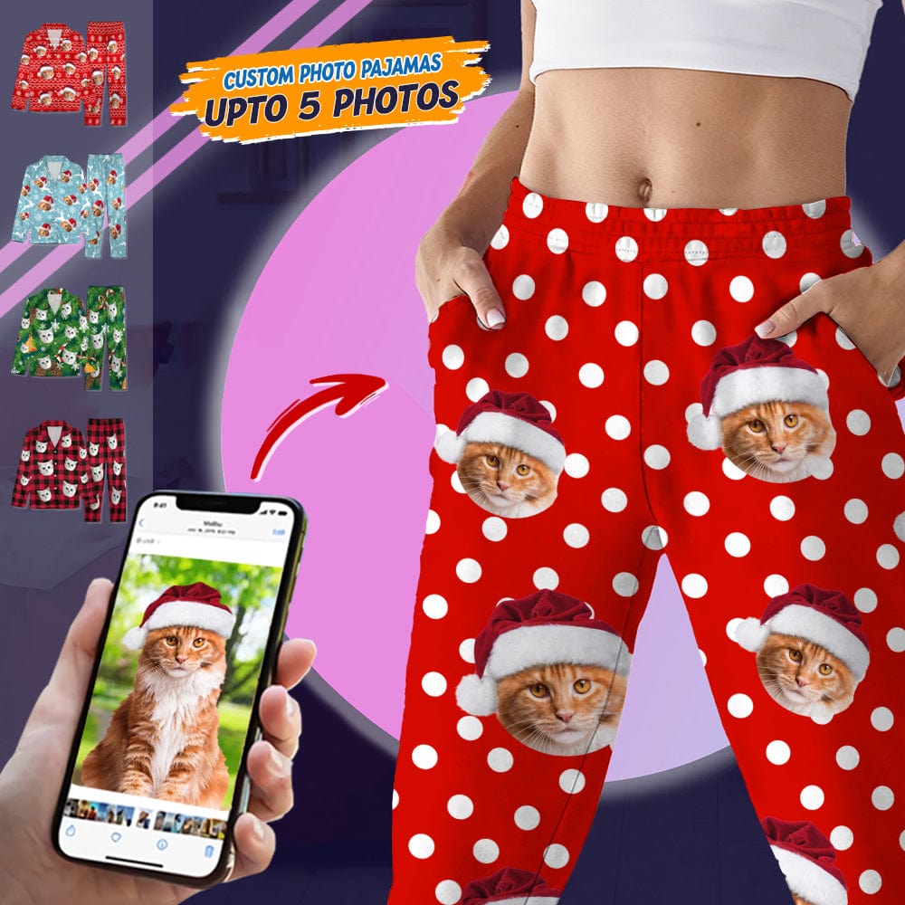 Custom Photo Christmas Cat Pajamas