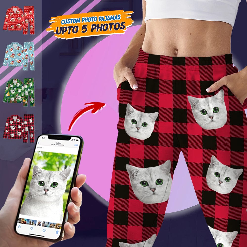 Custom Photo Christmas Cat Pajamas
