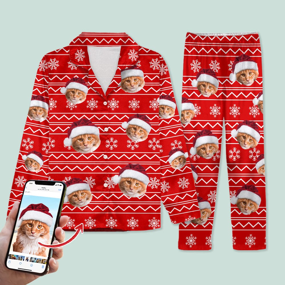 Custom Photo Christmas Cat Pajamas