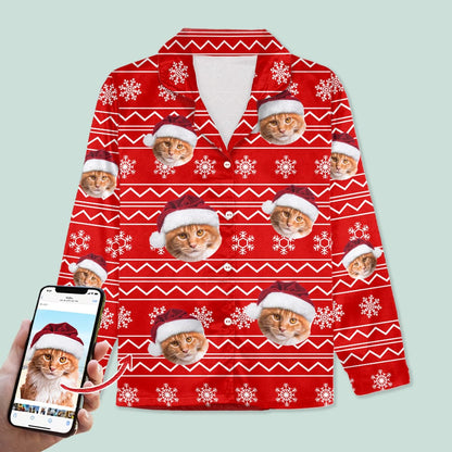 Custom Photo Christmas Cat Pajamas