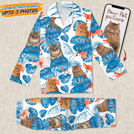 Custom Photo Dog and Cat Pajamas Christmas