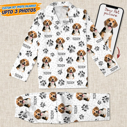 Custom Photo Dog Cat Paw For Dog Cat Lover Pajamas Christmas