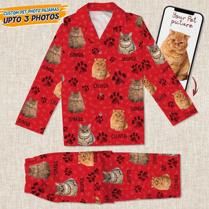 Custom Photo Dog Cat Paw For Dog Cat Lover Pajamas Christmas