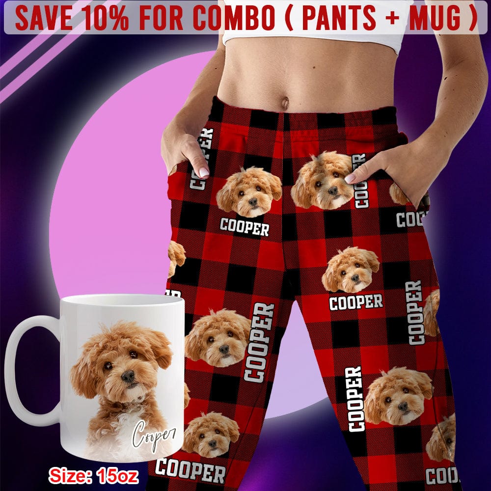 Custom Photo Name Dog Cat Flannel Pajamas